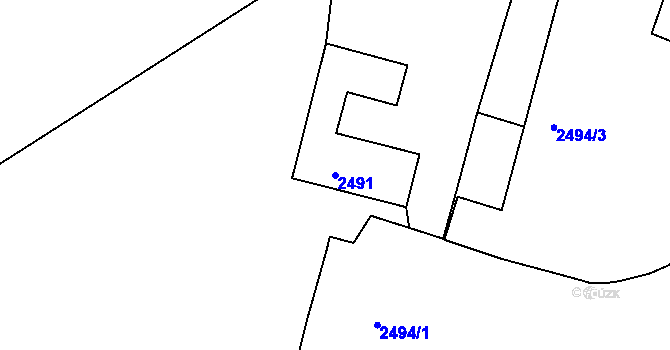 Parcela st. 2491 v KÚ České Budějovice 5, Katastrální mapa