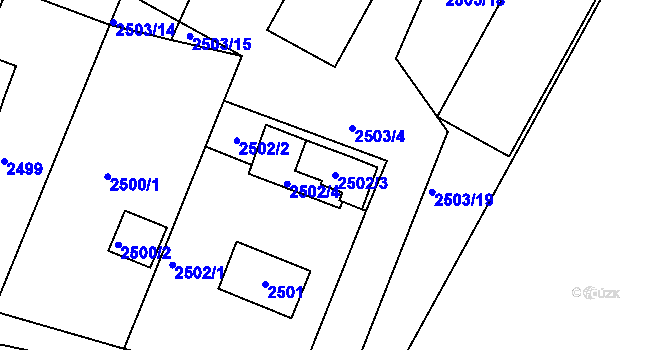 Parcela st. 2502/3 v KÚ České Budějovice 5, Katastrální mapa