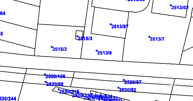 Parcela st. 2513/8 v KÚ České Budějovice 5, Katastrální mapa