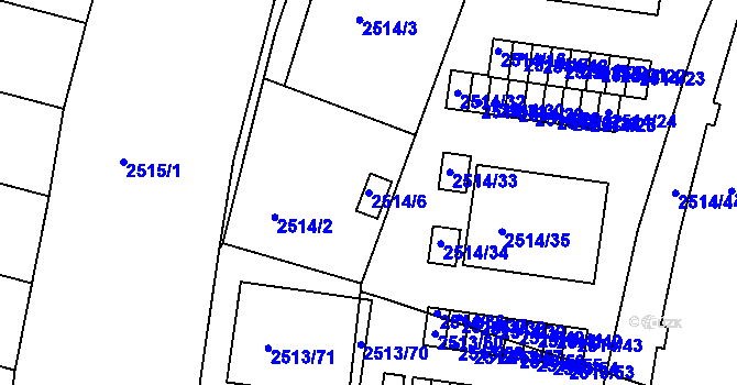 Parcela st. 2514/6 v KÚ České Budějovice 5, Katastrální mapa