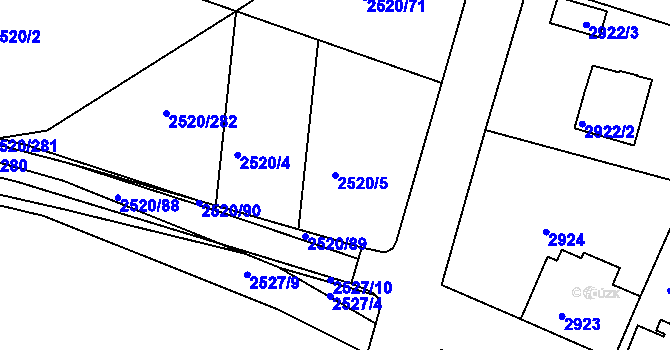 Parcela st. 2520/5 v KÚ České Budějovice 5, Katastrální mapa