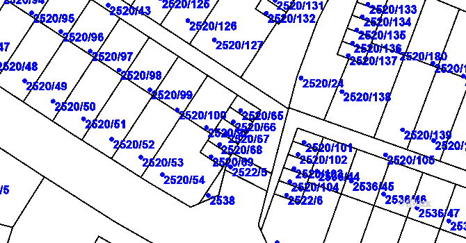 Parcela st. 2520/66 v KÚ České Budějovice 5, Katastrální mapa