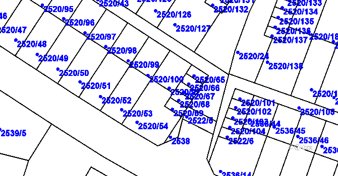 Parcela st. 2520/92 v KÚ České Budějovice 5, Katastrální mapa