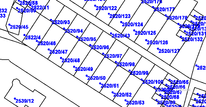 Parcela st. 2520/97 v KÚ České Budějovice 5, Katastrální mapa