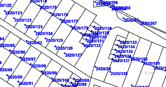 Parcela st. 2520/132 v KÚ České Budějovice 5, Katastrální mapa