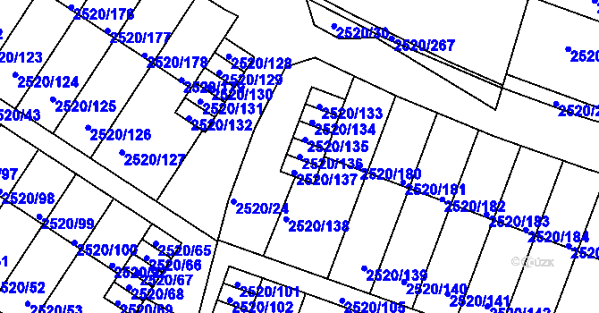Parcela st. 2520/136 v KÚ České Budějovice 5, Katastrální mapa