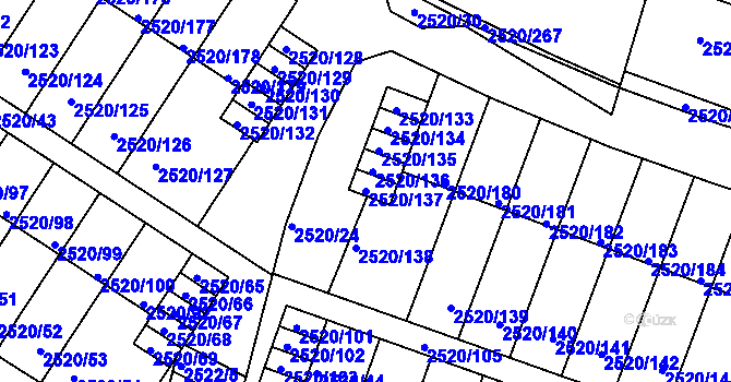 Parcela st. 2520/137 v KÚ České Budějovice 5, Katastrální mapa