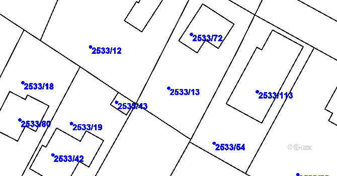 Parcela st. 2533/13 v KÚ České Budějovice 5, Katastrální mapa