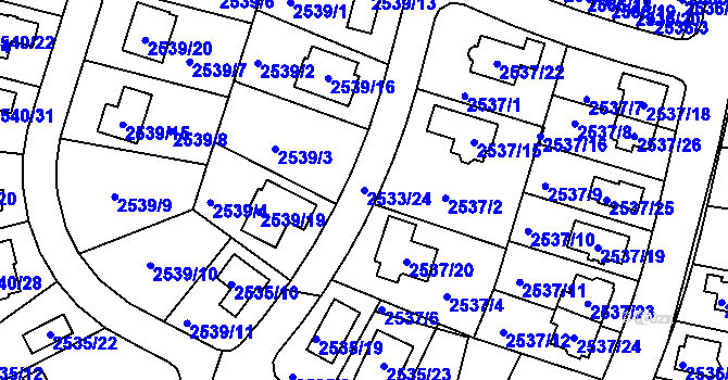 Parcela st. 2533/24 v KÚ České Budějovice 5, Katastrální mapa