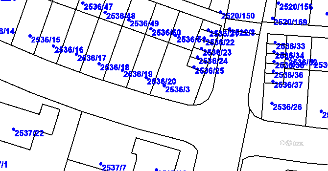 Parcela st. 2536/3 v KÚ České Budějovice 5, Katastrální mapa