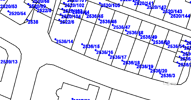 Parcela st. 2536/16 v KÚ České Budějovice 5, Katastrální mapa