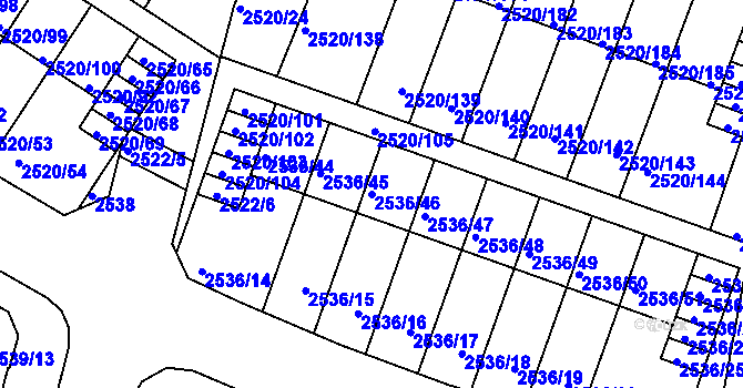Parcela st. 2536/46 v KÚ České Budějovice 5, Katastrální mapa