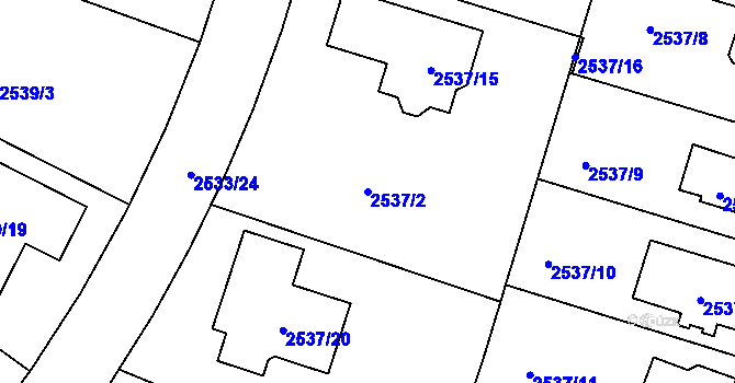 Parcela st. 2537/2 v KÚ České Budějovice 5, Katastrální mapa