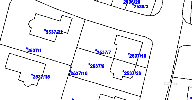 Parcela st. 2537/7 v KÚ České Budějovice 5, Katastrální mapa