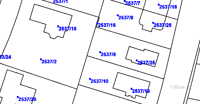 Parcela st. 2537/9 v KÚ České Budějovice 5, Katastrální mapa