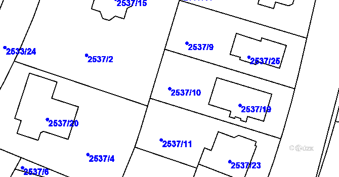 Parcela st. 2537/10 v KÚ České Budějovice 5, Katastrální mapa