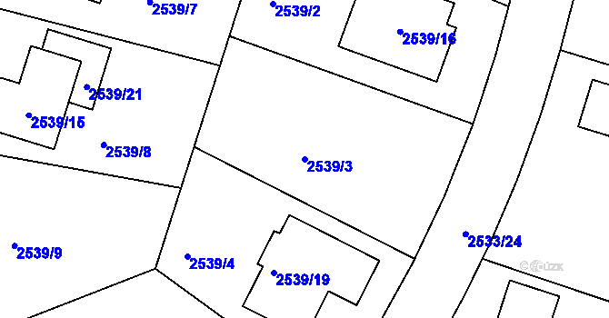 Parcela st. 2539/3 v KÚ České Budějovice 5, Katastrální mapa