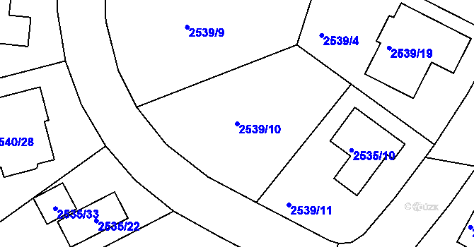 Parcela st. 2539/10 v KÚ České Budějovice 5, Katastrální mapa