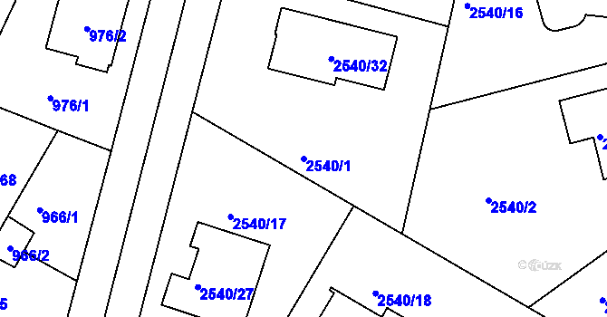 Parcela st. 2540/1 v KÚ České Budějovice 5, Katastrální mapa