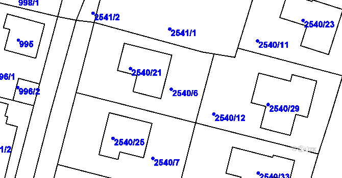 Parcela st. 2540/6 v KÚ České Budějovice 5, Katastrální mapa