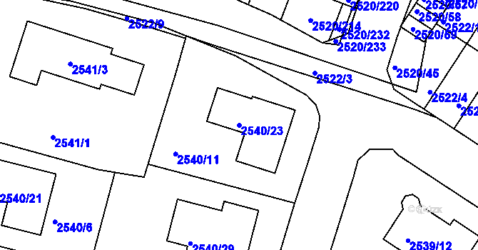 Parcela st. 2540/23 v KÚ České Budějovice 5, Katastrální mapa