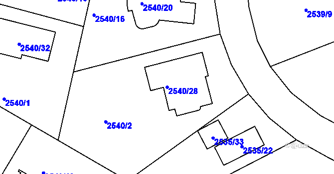Parcela st. 2540/28 v KÚ České Budějovice 5, Katastrální mapa