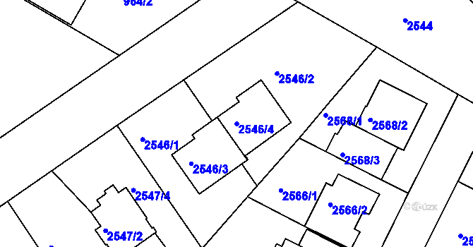 Parcela st. 2546/4 v KÚ České Budějovice 5, Katastrální mapa