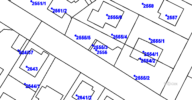 Parcela st. 2556 v KÚ České Budějovice 5, Katastrální mapa