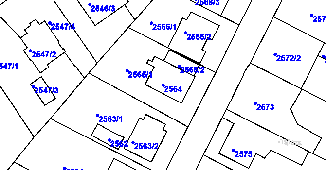 Parcela st. 2564 v KÚ České Budějovice 5, Katastrální mapa