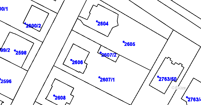 Parcela st. 2607/2 v KÚ České Budějovice 5, Katastrální mapa