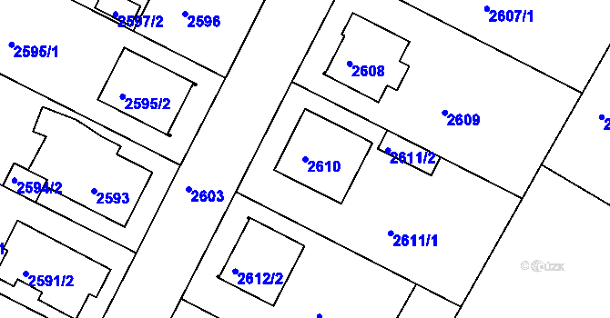 Parcela st. 2610 v KÚ České Budějovice 5, Katastrální mapa
