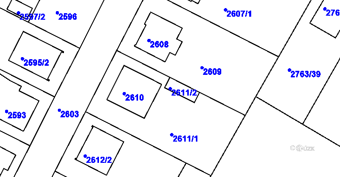 Parcela st. 2611/2 v KÚ České Budějovice 5, Katastrální mapa