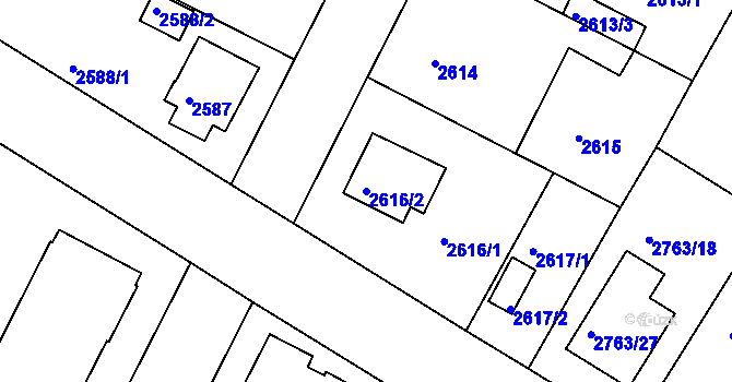 Parcela st. 2616/2 v KÚ České Budějovice 5, Katastrální mapa