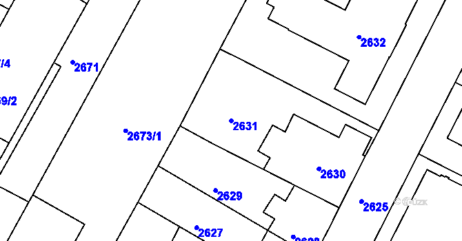 Parcela st. 2631 v KÚ České Budějovice 5, Katastrální mapa