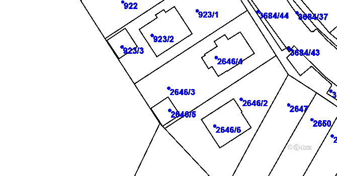 Parcela st. 2646/3 v KÚ České Budějovice 5, Katastrální mapa