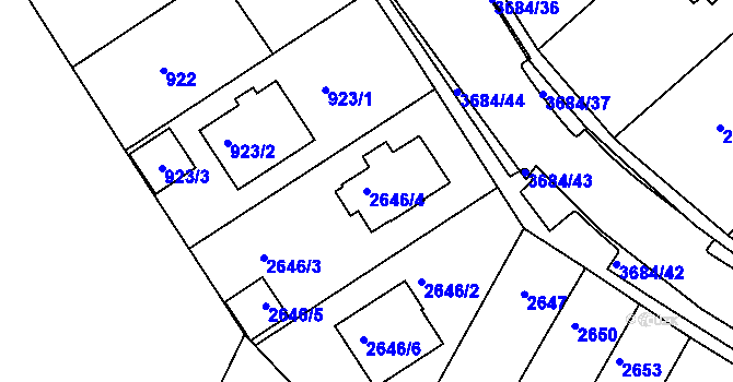 Parcela st. 2646/4 v KÚ České Budějovice 5, Katastrální mapa