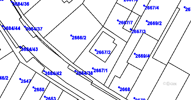 Parcela st. 2667/2 v KÚ České Budějovice 5, Katastrální mapa