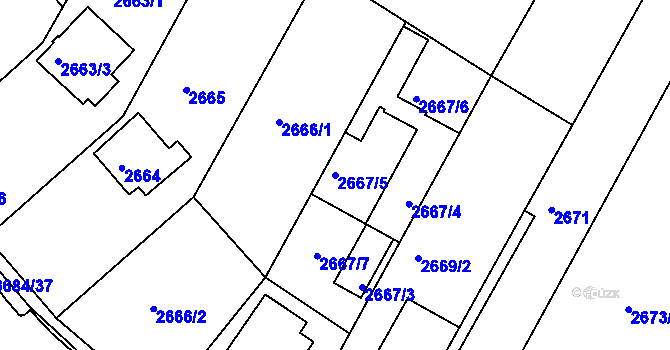 Parcela st. 2667/5 v KÚ České Budějovice 5, Katastrální mapa