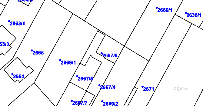 Parcela st. 2667/6 v KÚ České Budějovice 5, Katastrální mapa