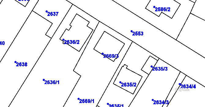 Parcela st. 2669/3 v KÚ České Budějovice 5, Katastrální mapa