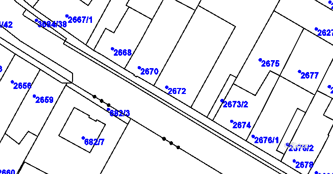 Parcela st. 2672 v KÚ České Budějovice 5, Katastrální mapa