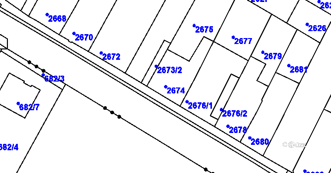 Parcela st. 2674 v KÚ České Budějovice 5, Katastrální mapa