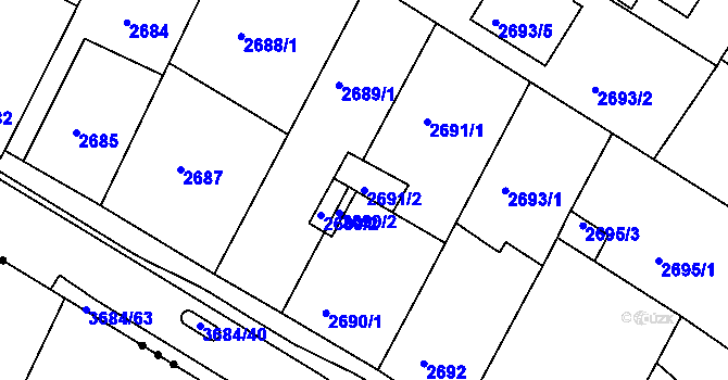 Parcela st. 2691/2 v KÚ České Budějovice 5, Katastrální mapa