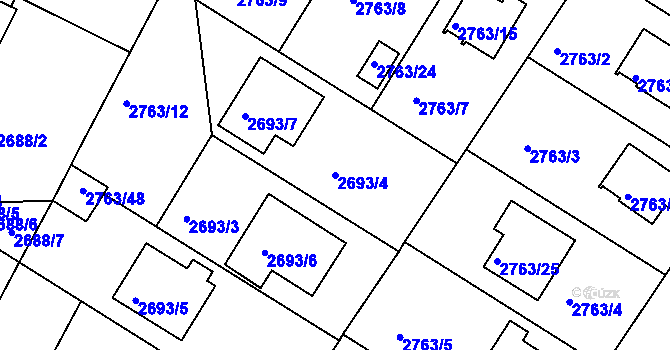 Parcela st. 2693/4 v KÚ České Budějovice 5, Katastrální mapa