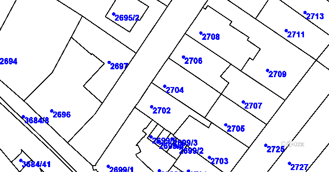 Parcela st. 2704 v KÚ České Budějovice 5, Katastrální mapa