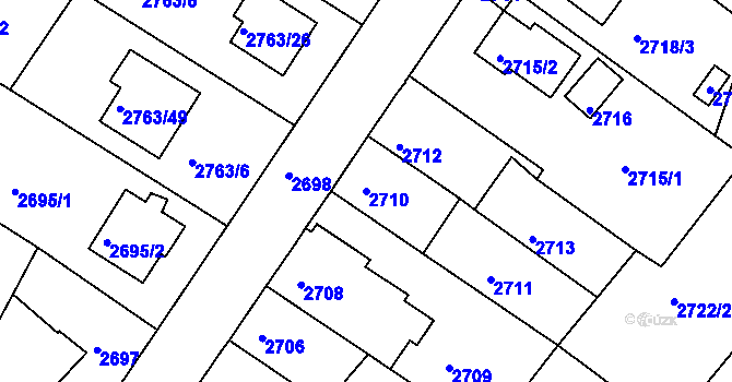 Parcela st. 2710 v KÚ České Budějovice 5, Katastrální mapa