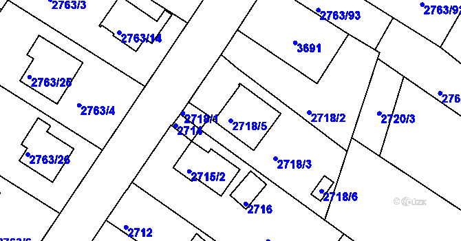 Parcela st. 2718/5 v KÚ České Budějovice 5, Katastrální mapa