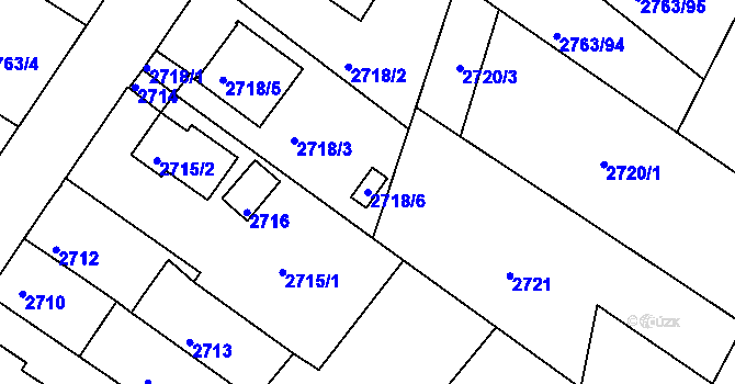 Parcela st. 2718/6 v KÚ České Budějovice 5, Katastrální mapa