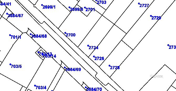 Parcela st. 2724 v KÚ České Budějovice 5, Katastrální mapa