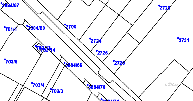 Parcela st. 2726 v KÚ České Budějovice 5, Katastrální mapa
